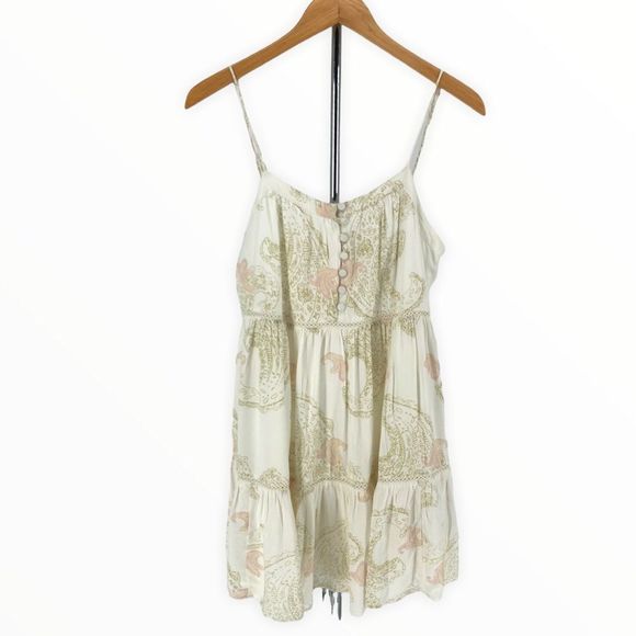 Urban Outfitters Cream Paisley Frocked Summery Mini Dress size Medium NWT - Picture 4 of 15